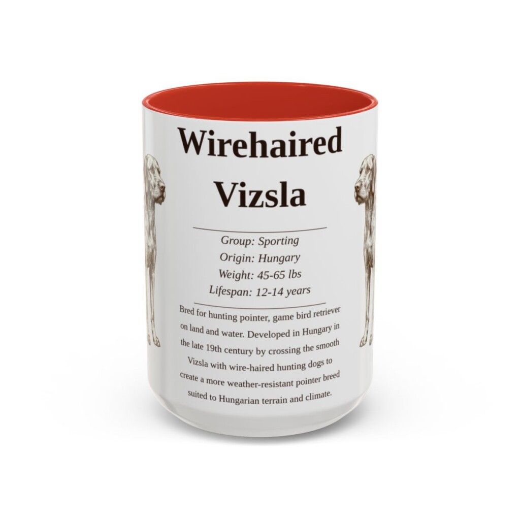 15oz Wirehaired Vizsla Mug, Red, front view