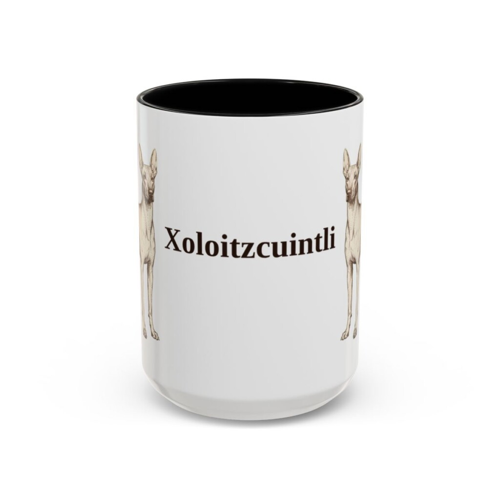 15oz Xoloitzcuintli Mug, Black, front view