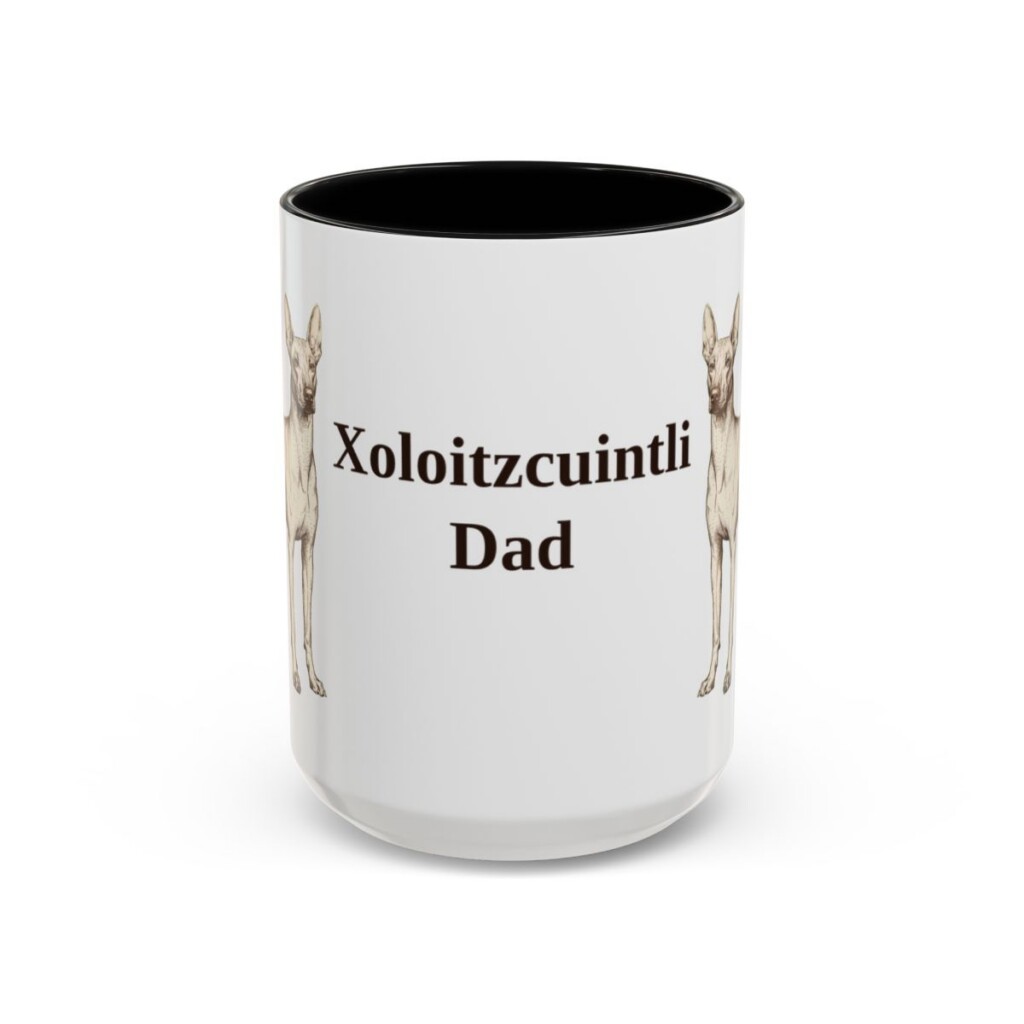 15oz Xoloitzcuintli Dog Dad Mug, Black, front view