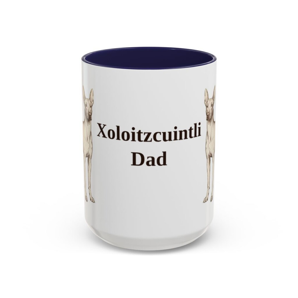 15oz Xoloitzcuintli Dog Dad Mug, Navy, front view