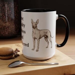 15oz Funny Xoloitzcuintli Mug, Black, lifestyle photo