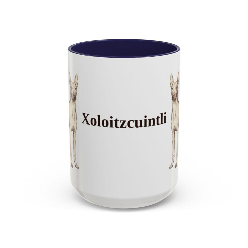 15oz Xoloitzcuintli Mug, Navy, front view