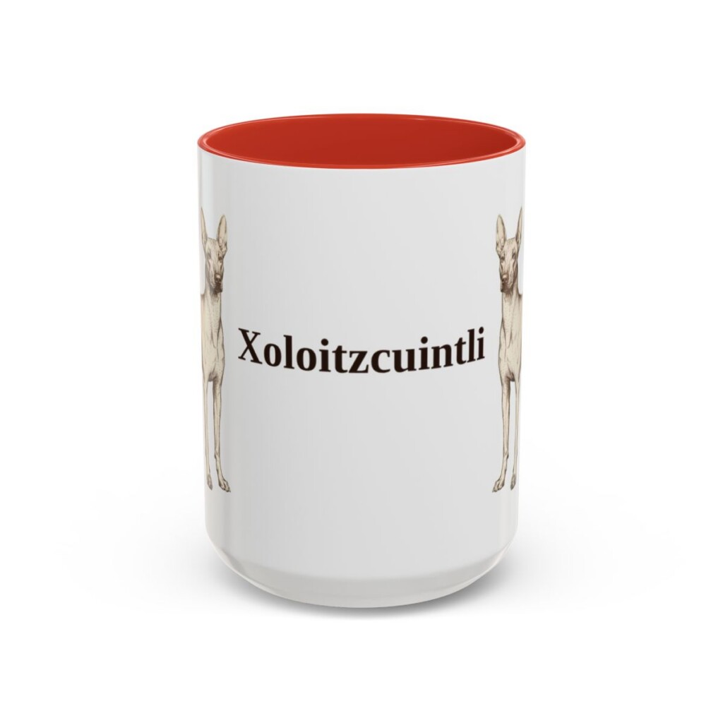 15oz Xoloitzcuintli Mug, Red, front view