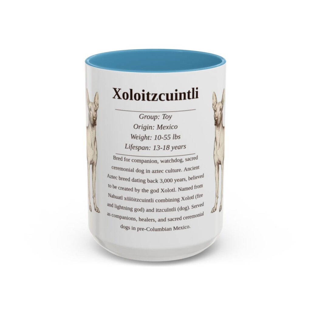 15oz-xoloitzcuintli-mug-writeup-light-blue 15oz Xoloitzcuintli Mug, Light Blue, front view