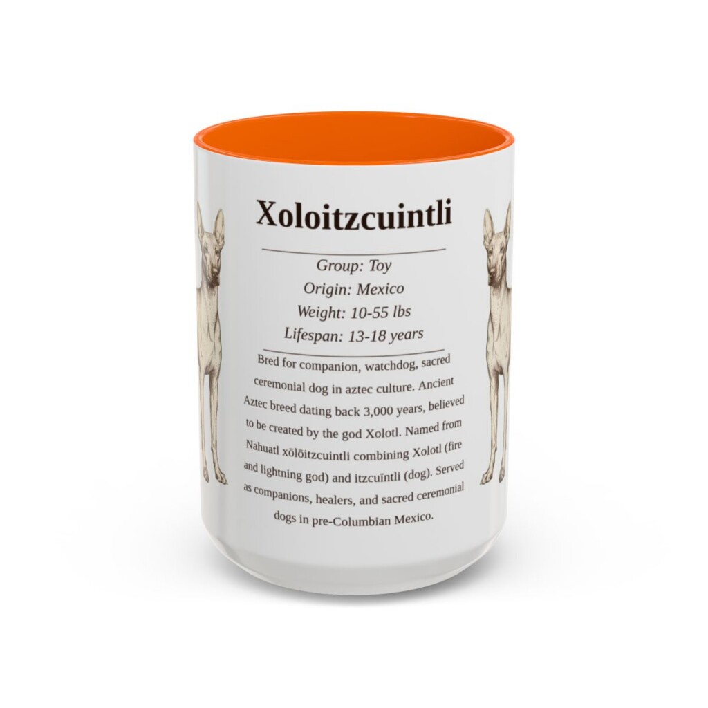 15oz-xoloitzcuintli-mug-writeup-orange 15oz Xoloitzcuintli Mug, Orange, front view
