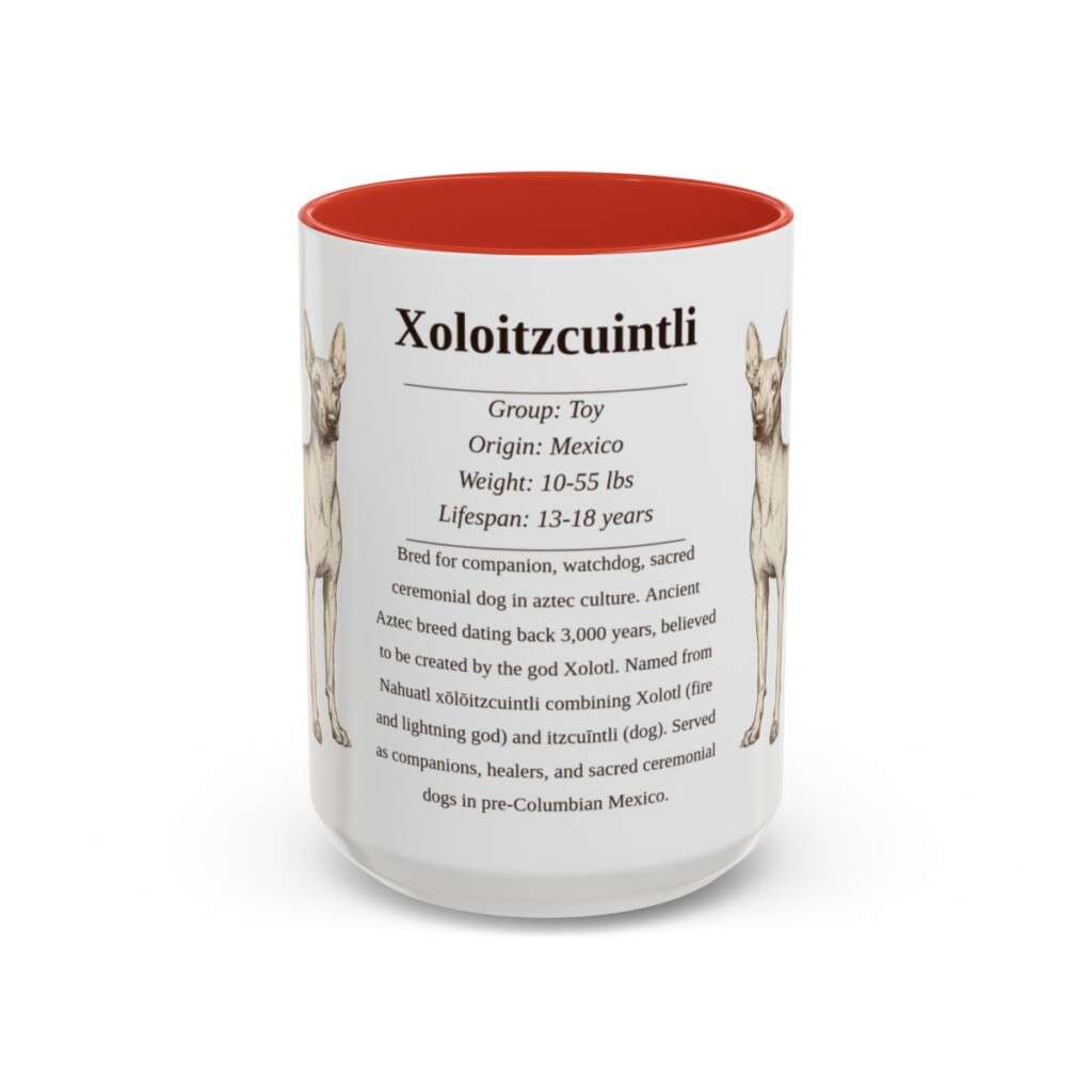 15oz-xoloitzcuintli-mug-writeup-red 15oz Xoloitzcuintli Mug, Red, front view