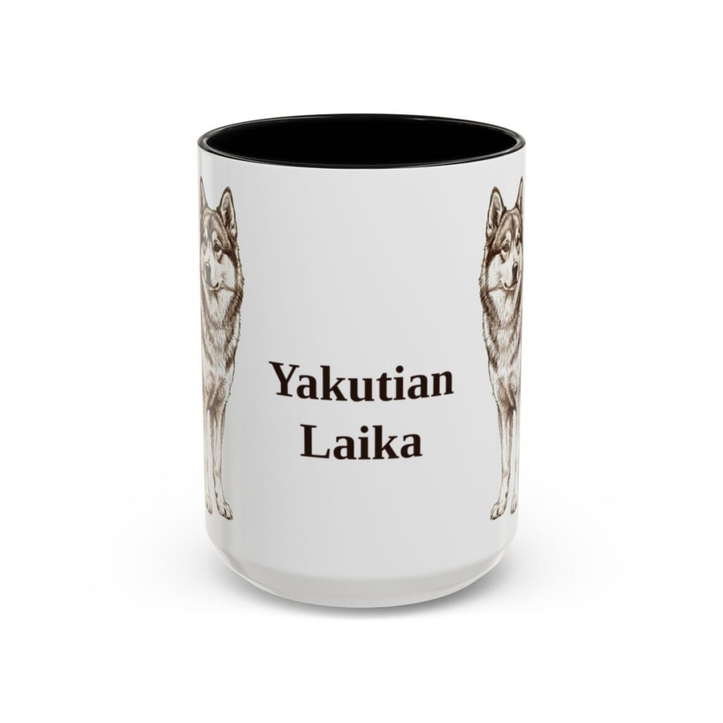 15oz Yakutian Laika Mug, Black, front view