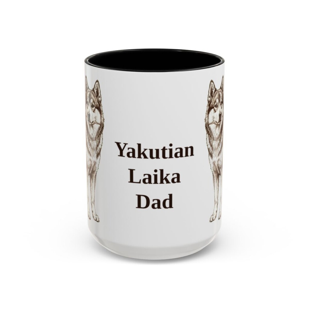 15oz Yakutian Laika Dog Dad Mug, Black, front view