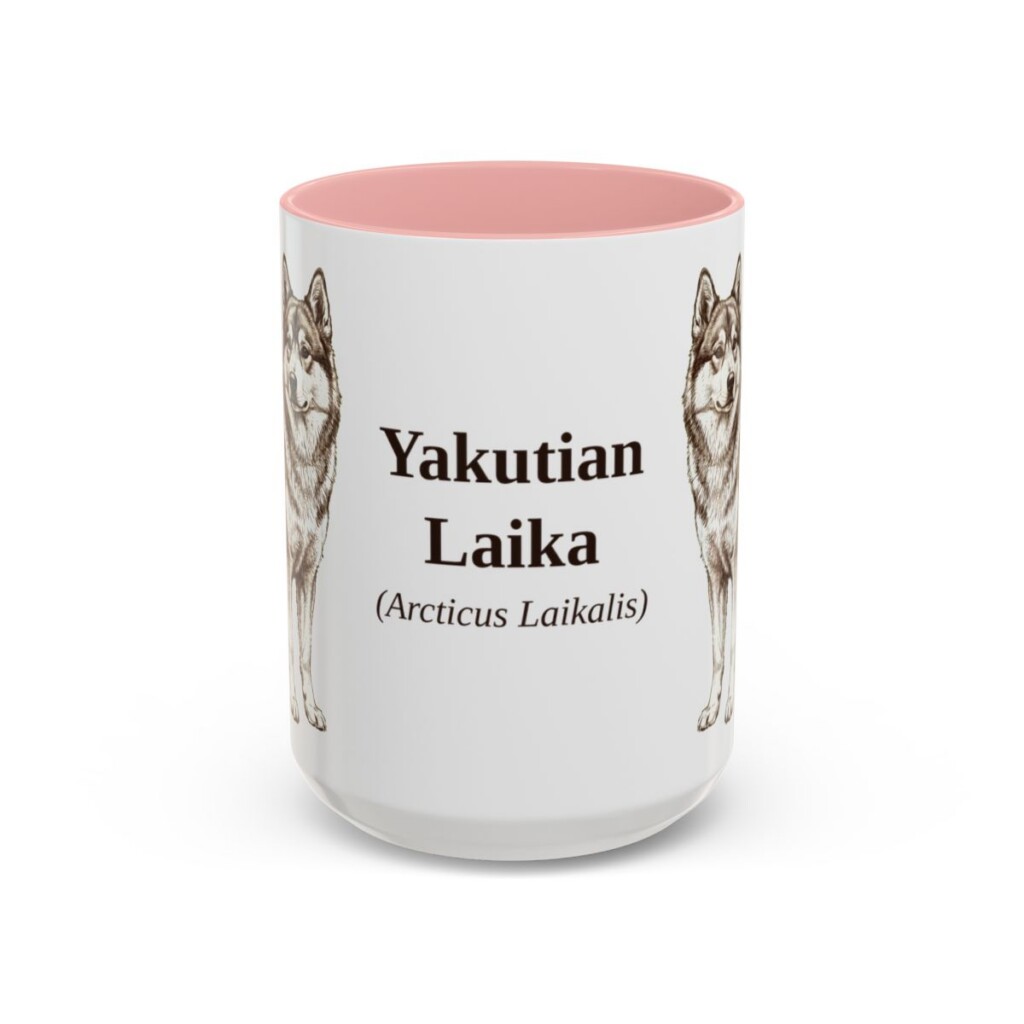 15oz-yakutian-laika-mug-latin-pink 15oz Yakutian Laika Latin Mug, Pink, front view