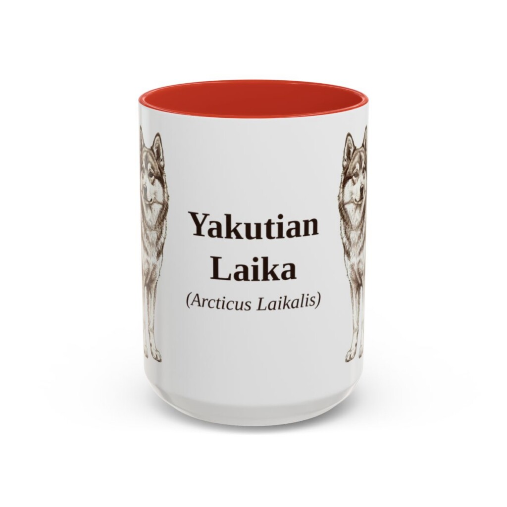 15oz-yakutian-laika-mug-latin-red 15oz Yakutian Laika Latin Mug, Red, front view