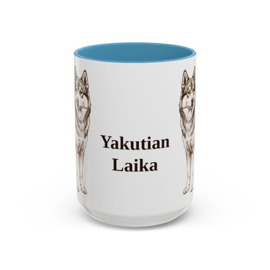 15oz Yakutian Laika Mug, Light Blue, front view