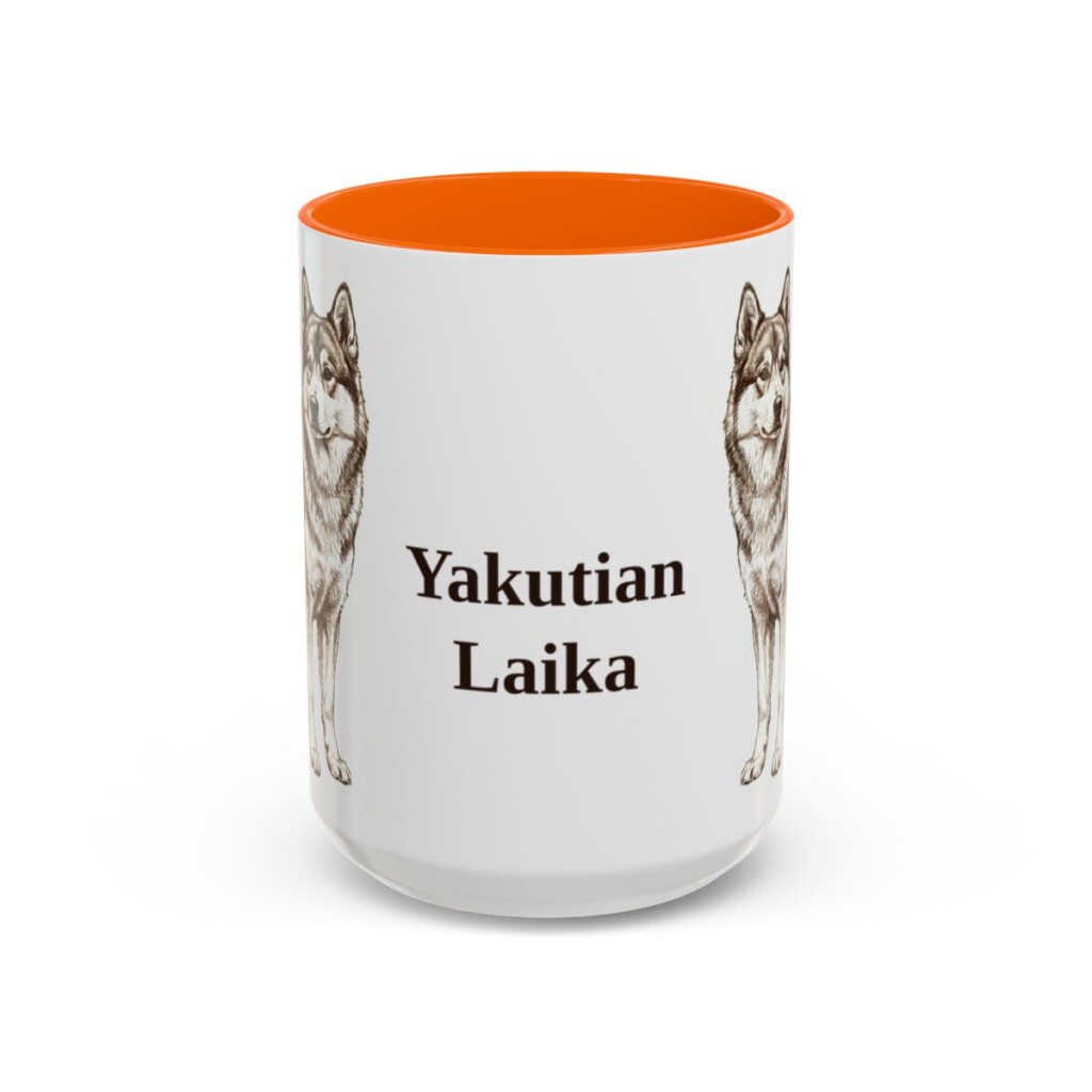 15oz Yakutian Laika Mug, Orange, front view