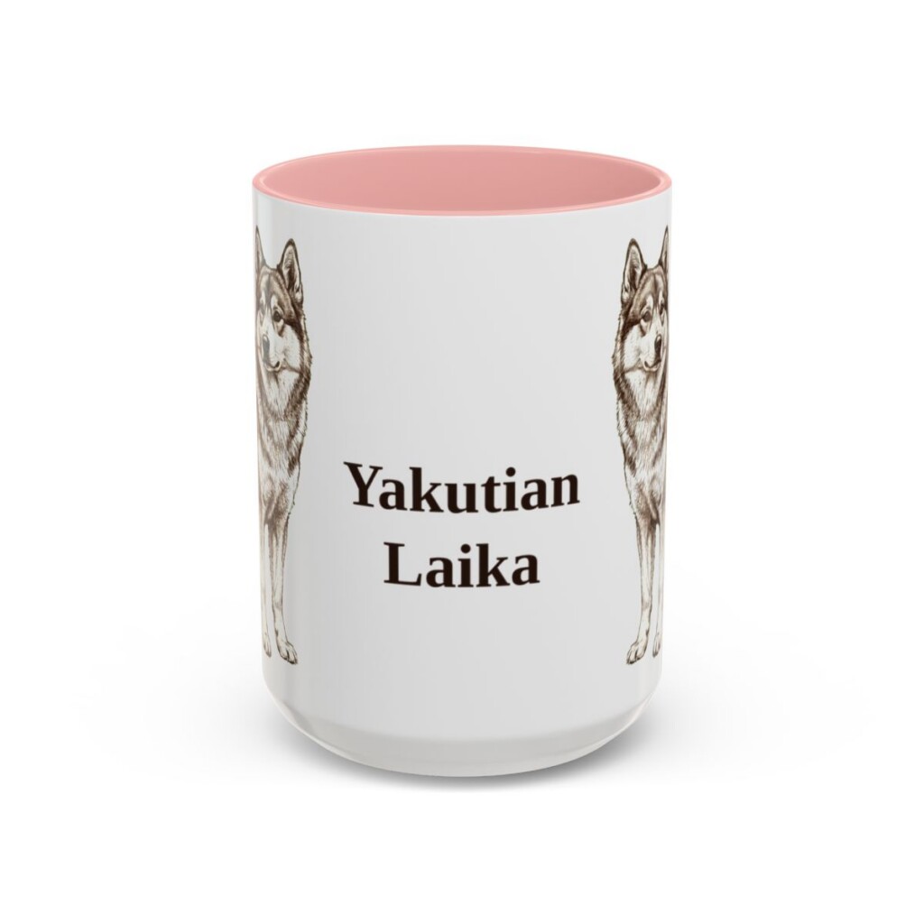 15oz Yakutian Laika Mug, Pink, front view