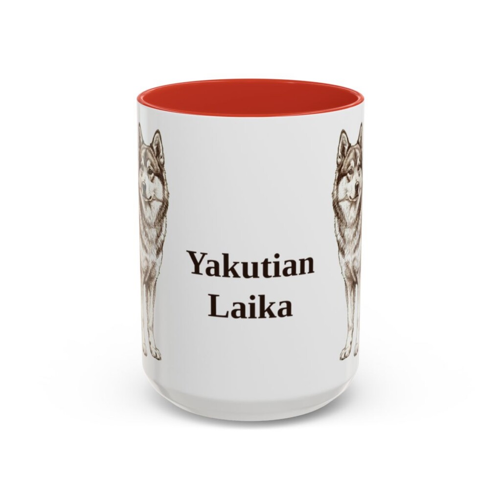 15oz Yakutian Laika Mug, Red, front view