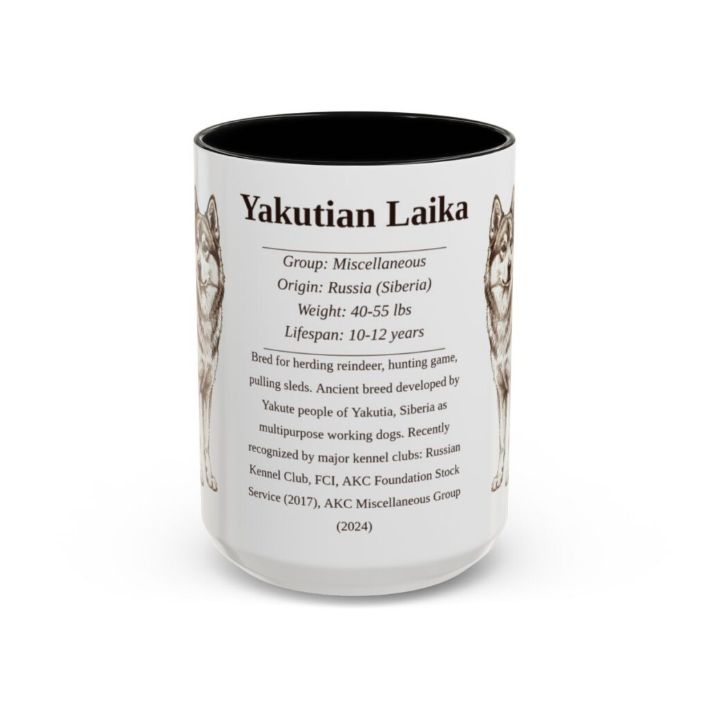 15oz Yakutian Laika Mug, Black, front view