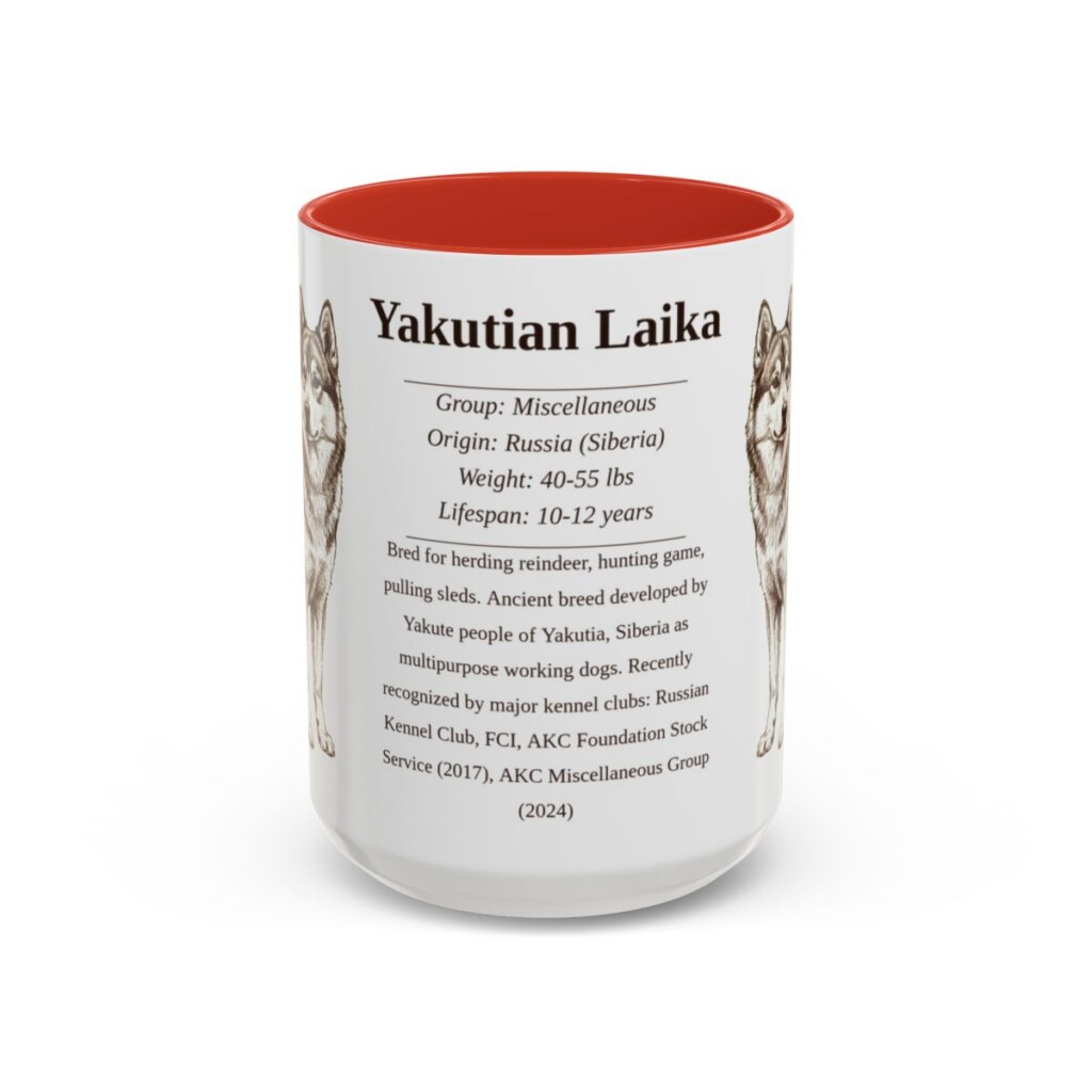 15oz Yakutian Laika Mug, Red, front view