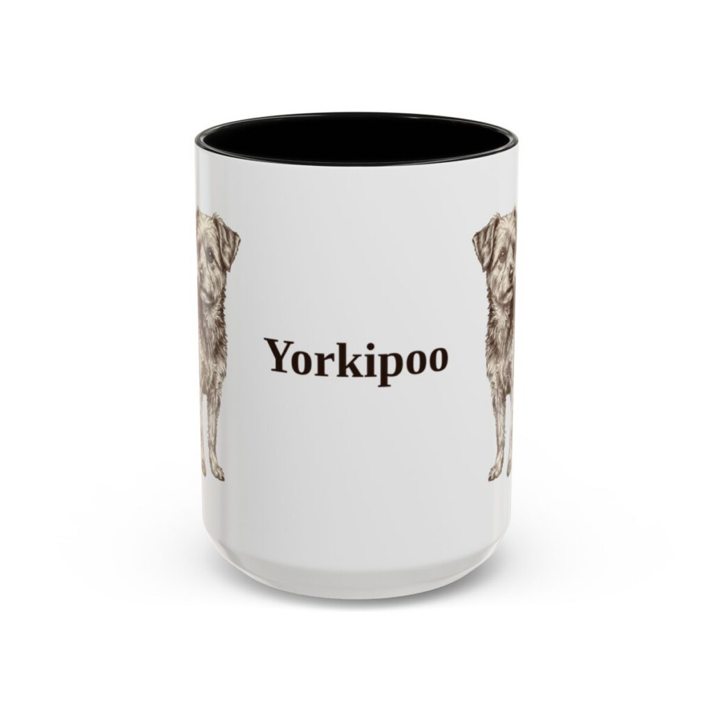 15oz Yorkipoo Mug, Black, front view