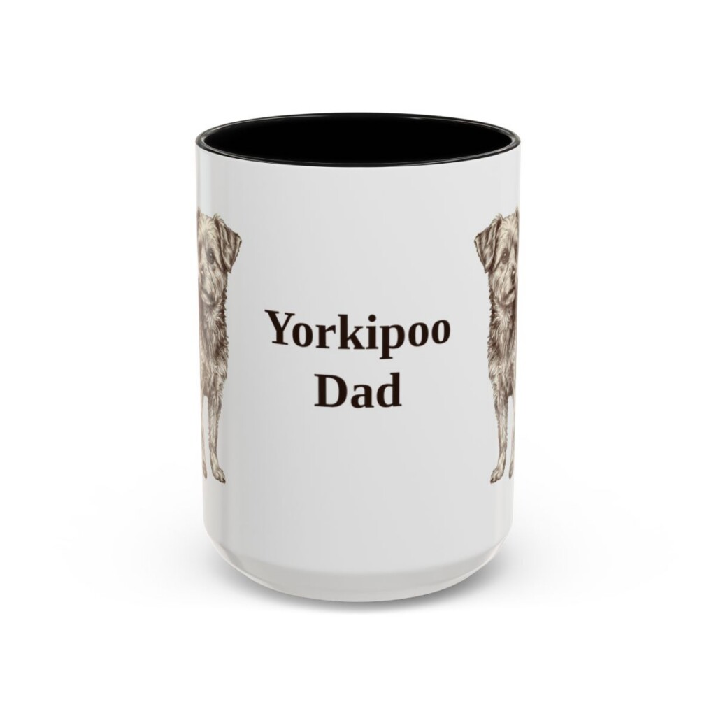 15oz Yorkipoo Dog Dad Mug, Black, front view