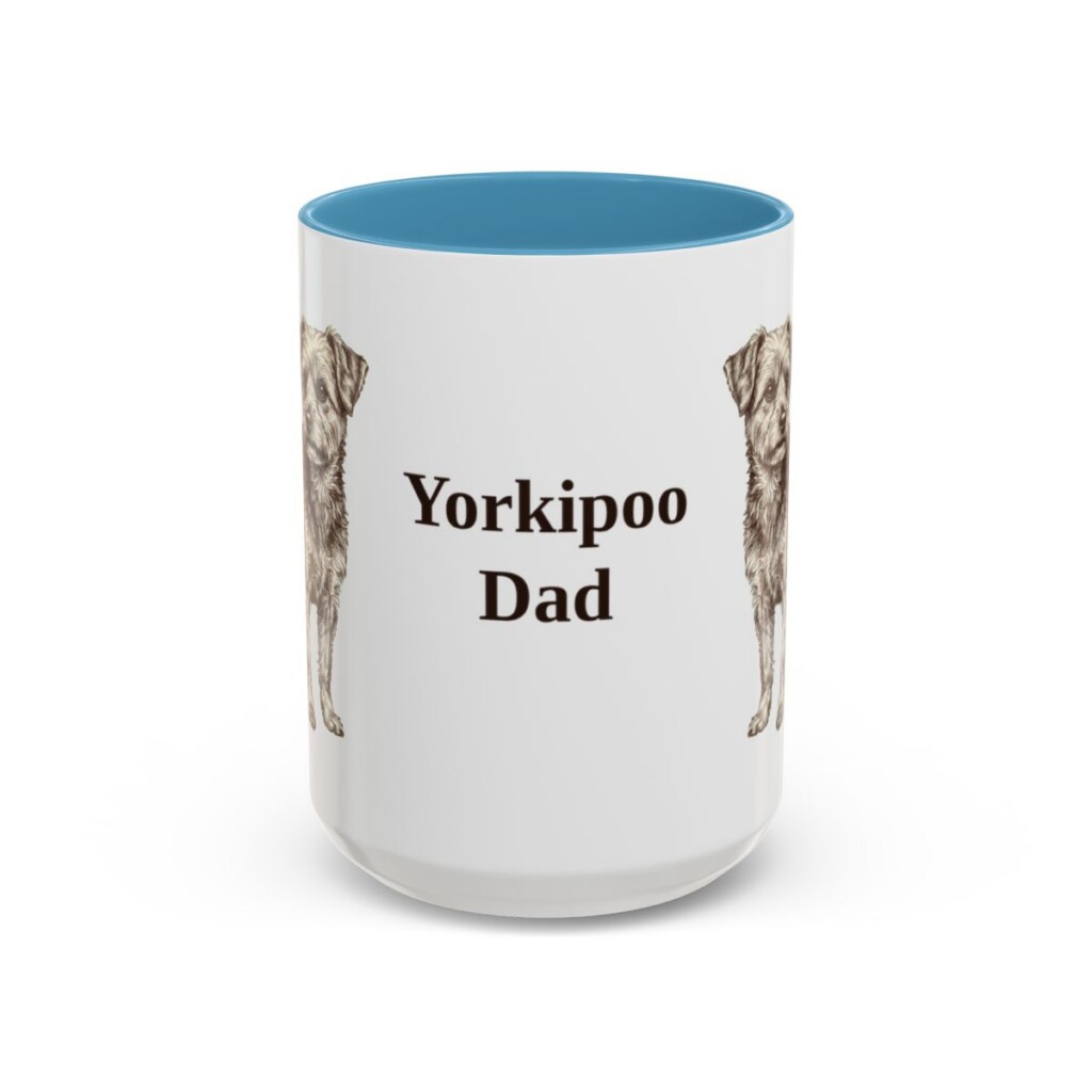 15oz Yorkipoo Dog Dad Mug, Light Blue, front view
