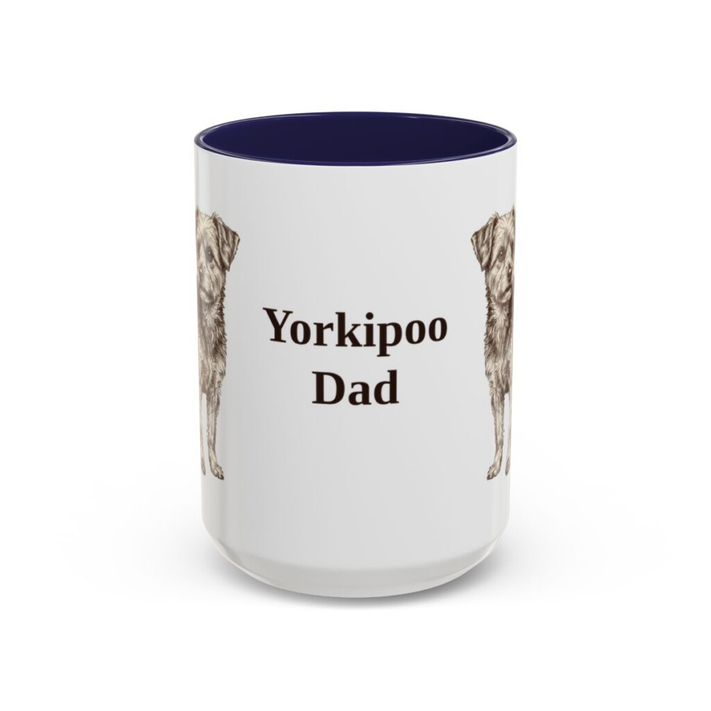 15oz Yorkipoo Dog Dad Mug, Navy, front view