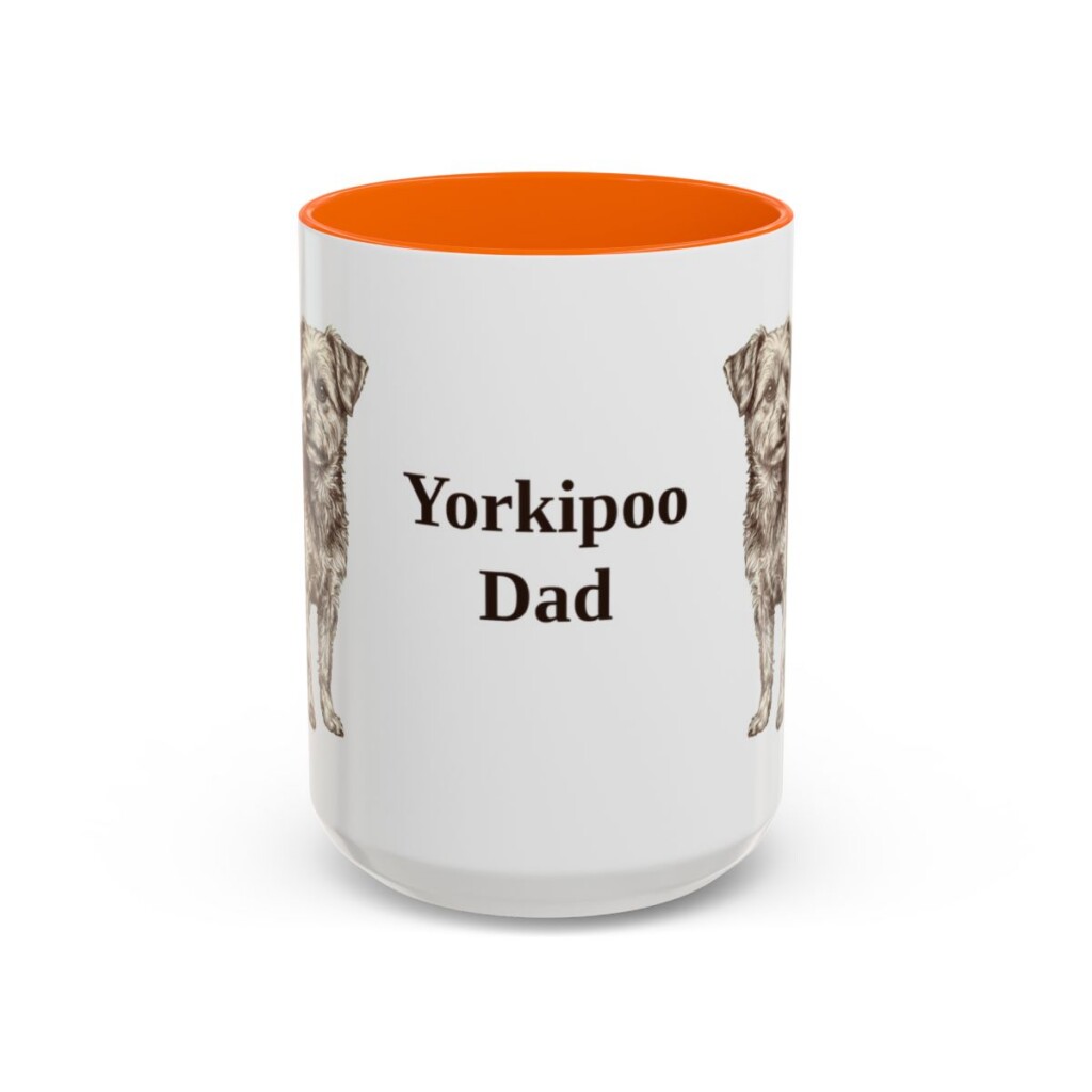 15oz Yorkipoo Dog Dad Mug, Orange, front view