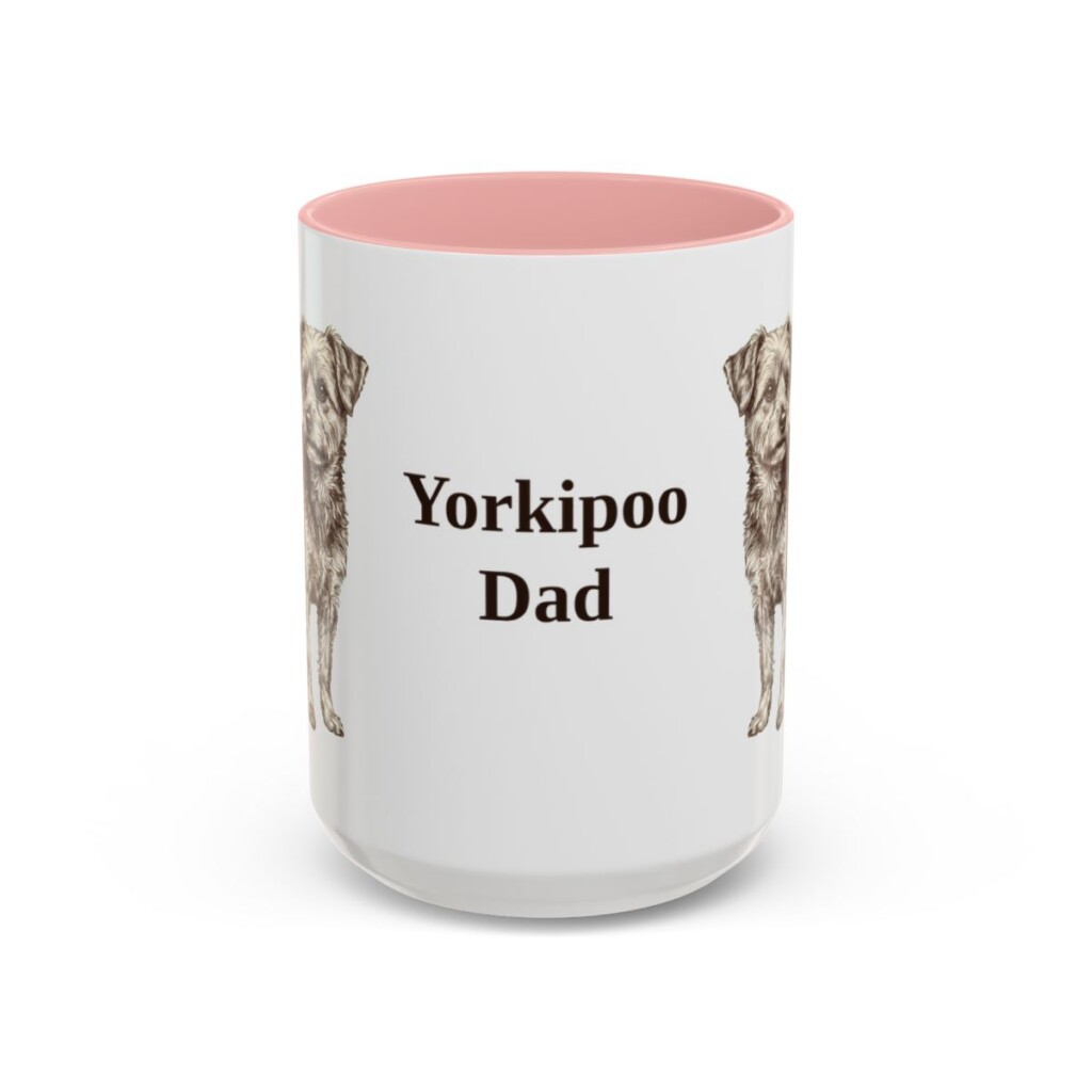 15oz Yorkipoo Dog Dad Mug, Pink, front view