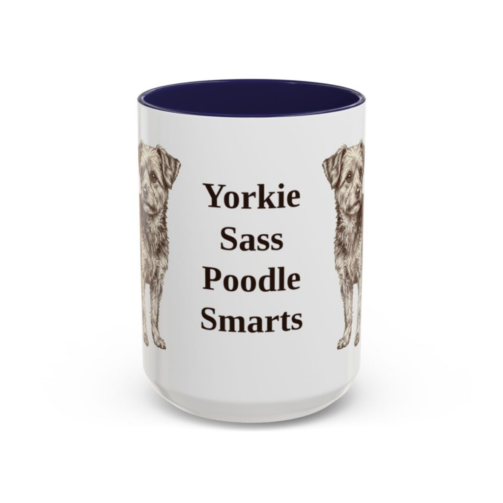 15oz-yorkipoo-mug-humor-navy 15oz Funny Yorkipoo Mug, Navy, front view