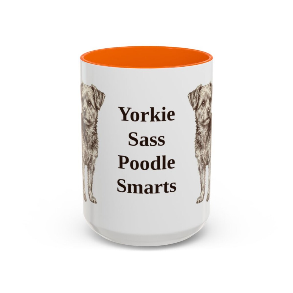 15oz-yorkipoo-mug-humor-orange 15oz Funny Yorkipoo Mug, Orange, front view
