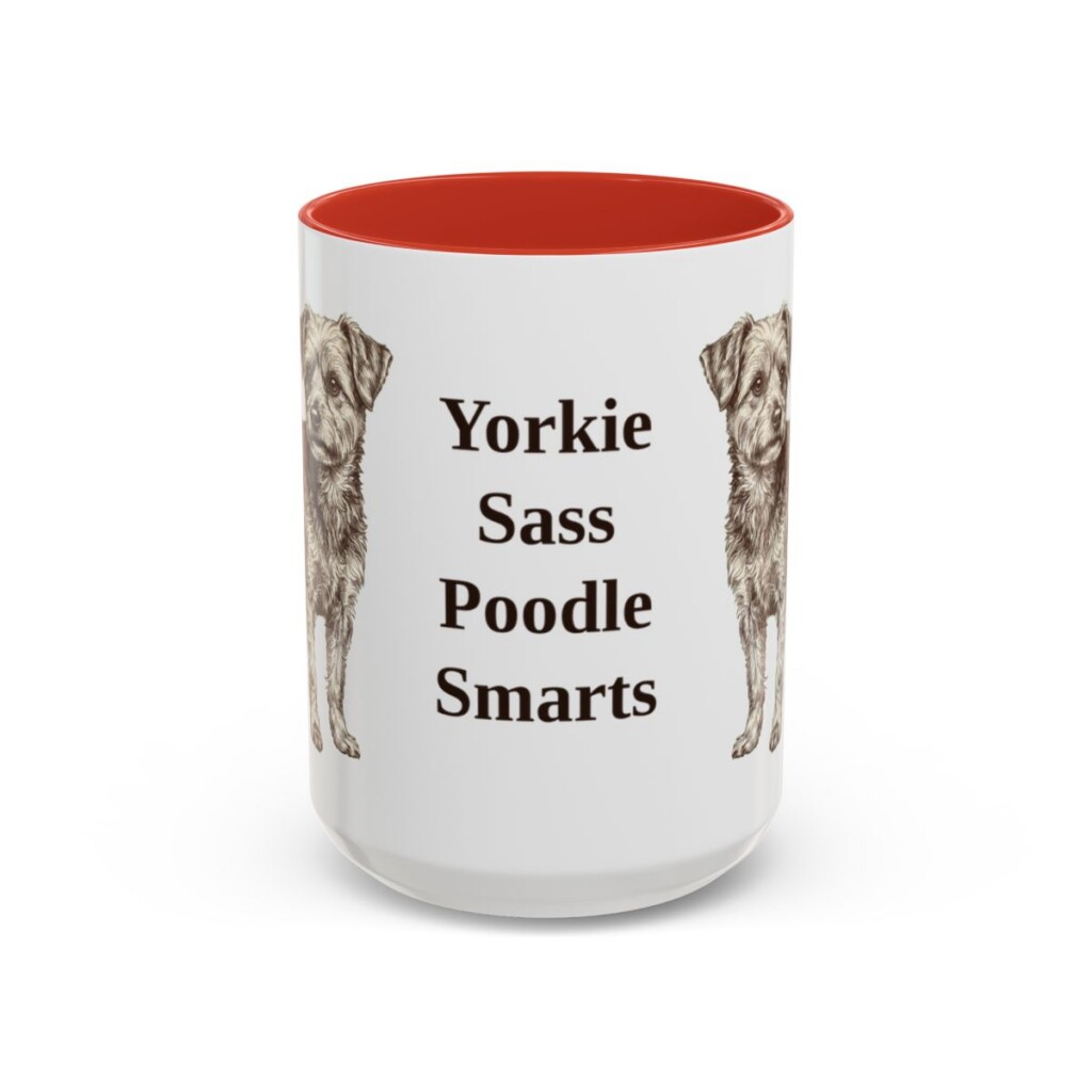 15oz-yorkipoo-mug-humor-red 15oz Funny Yorkipoo Mug, Red, front view