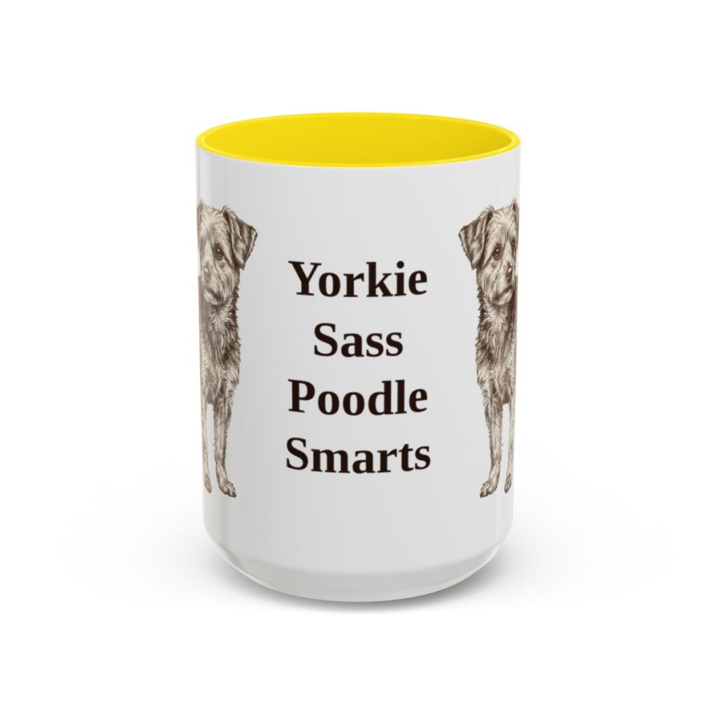 15oz-yorkipoo-mug-humor-yellow 15oz Funny Yorkipoo Mug, Yellow, front view