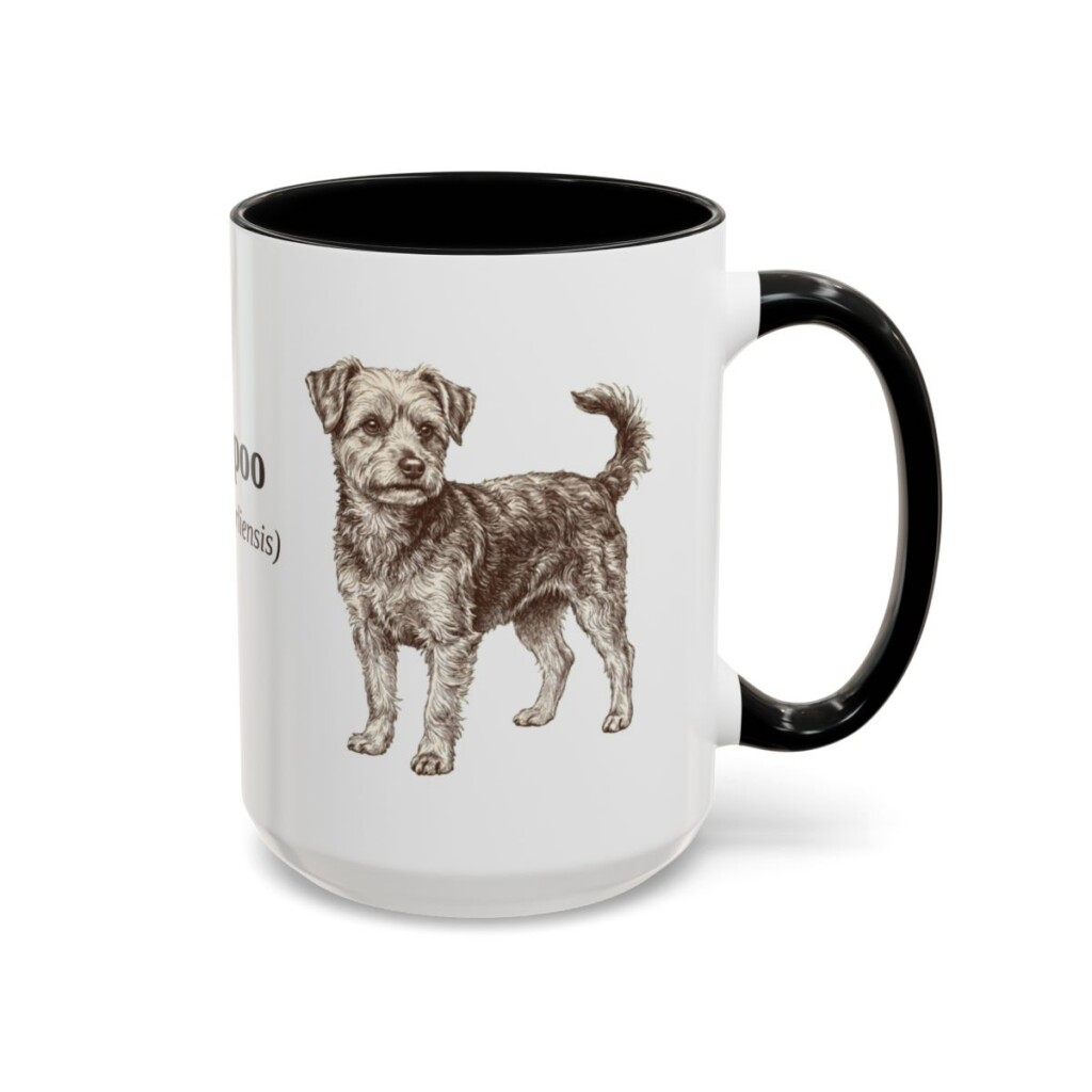 15oz Yorkipoo Latin Mug, Black, right side view