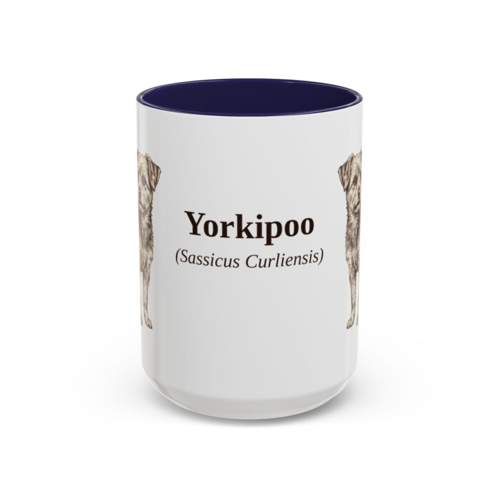 15oz Yorkipoo Latin Mug, Navy, front view