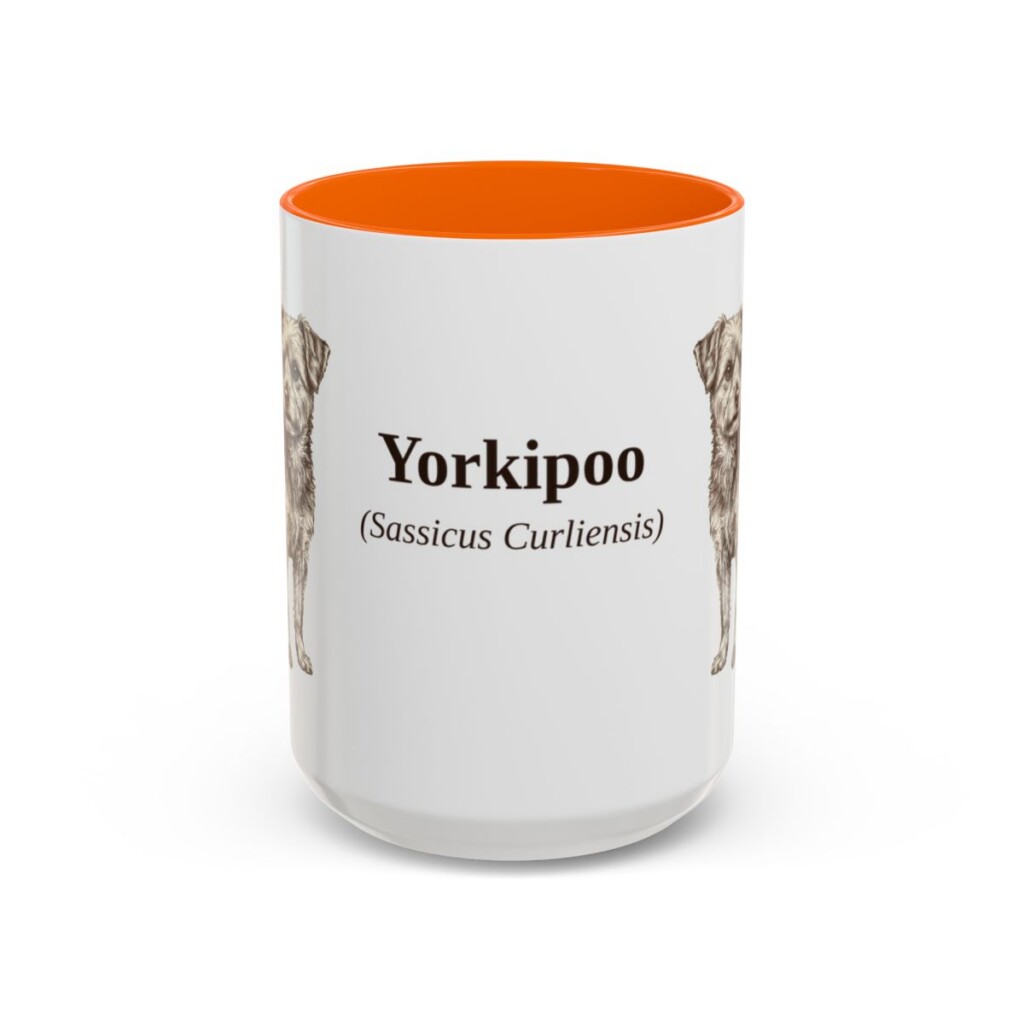 15oz Yorkipoo Latin Mug, Orange, front view