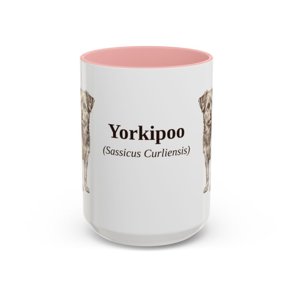 15oz Yorkipoo Latin Mug, Pink, front view