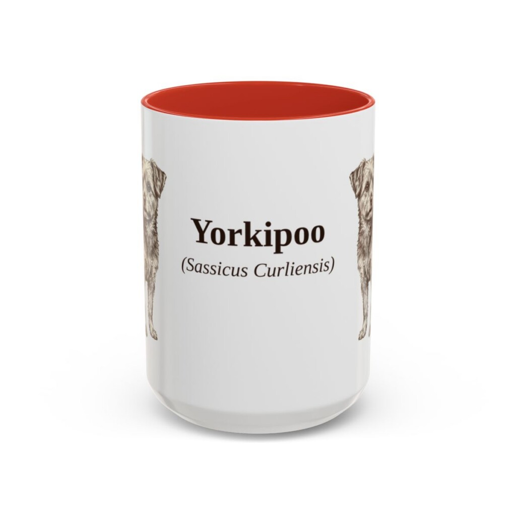 15oz Yorkipoo Latin Mug, Red, front view