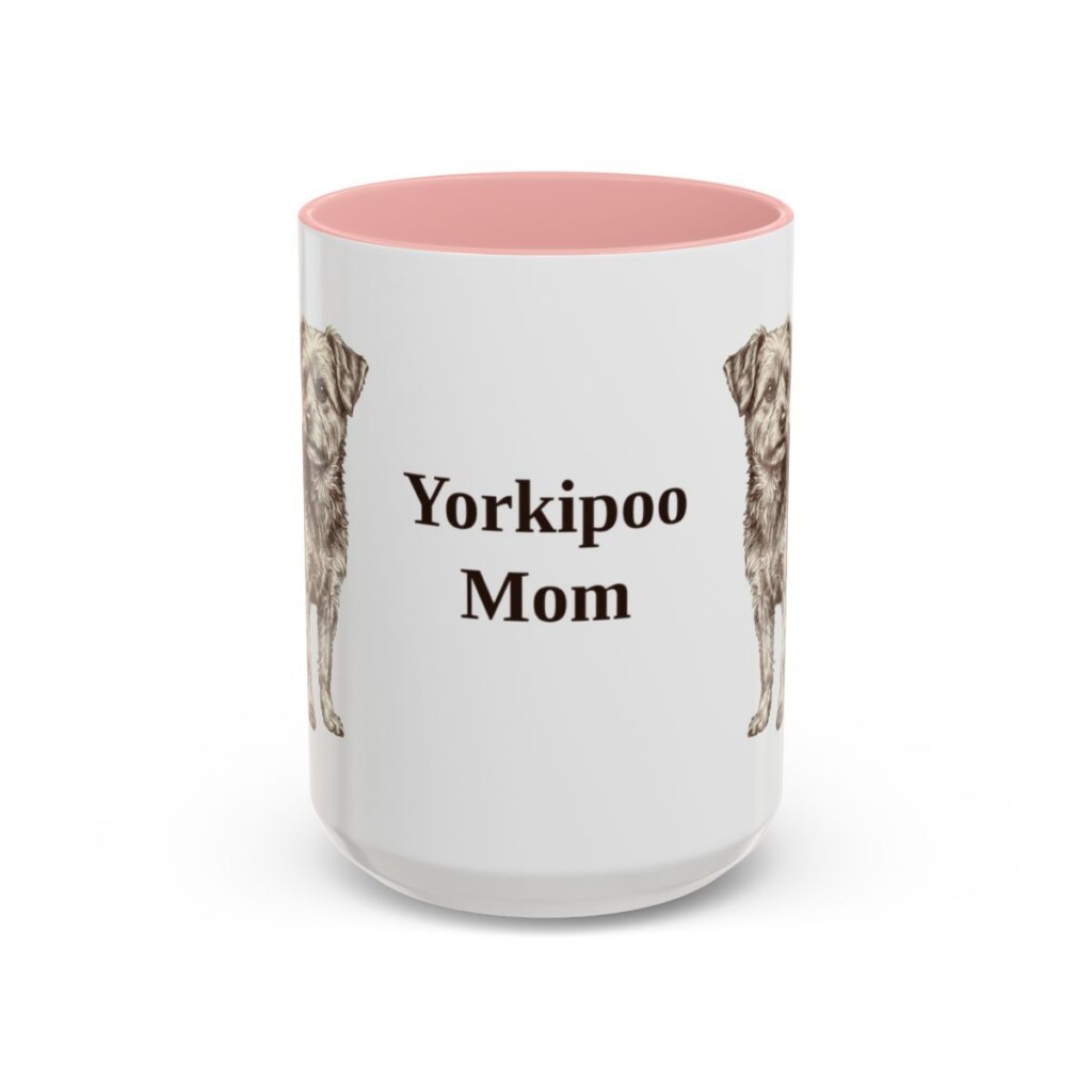 15oz-yorkipoo-mug-mom-pink 15oz Yorkipoo Dog Mom Mug, Pink, front view