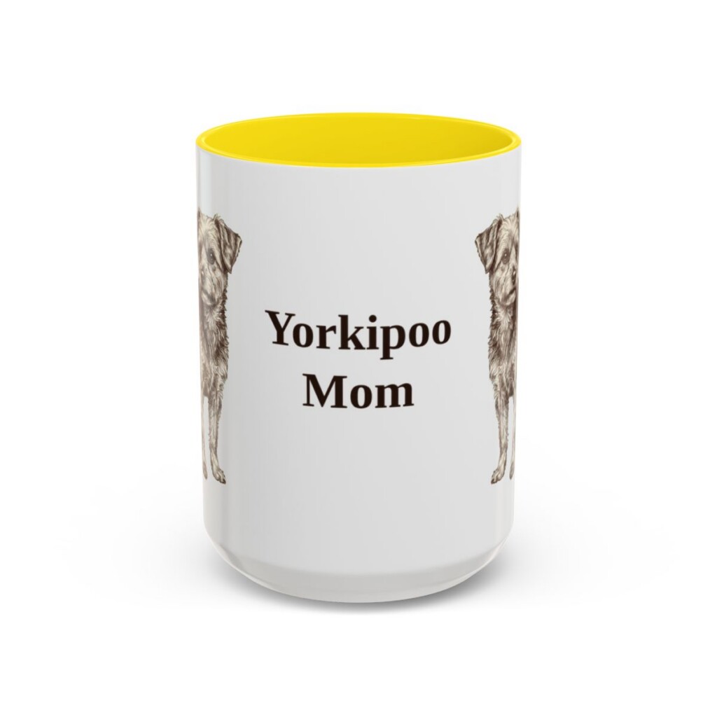 15oz-yorkipoo-mug-mom-yellow 15oz Yorkipoo Dog Mom Mug, Yellow, front view
