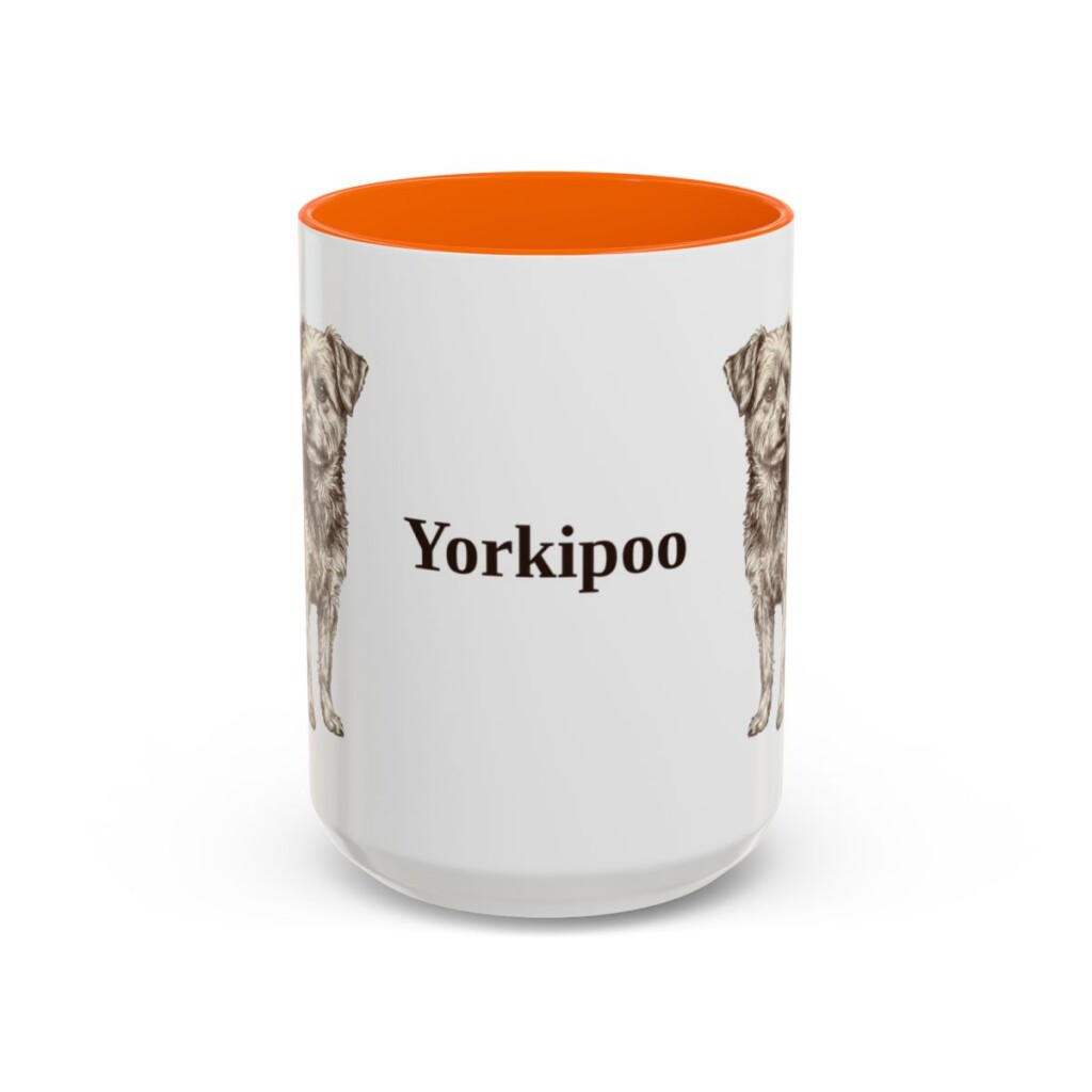 15oz Yorkipoo Mug, Orange, front view