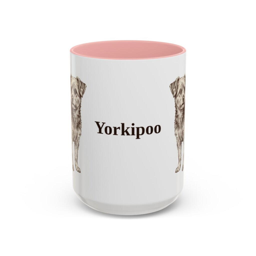 15oz Yorkipoo Mug, Pink, front view