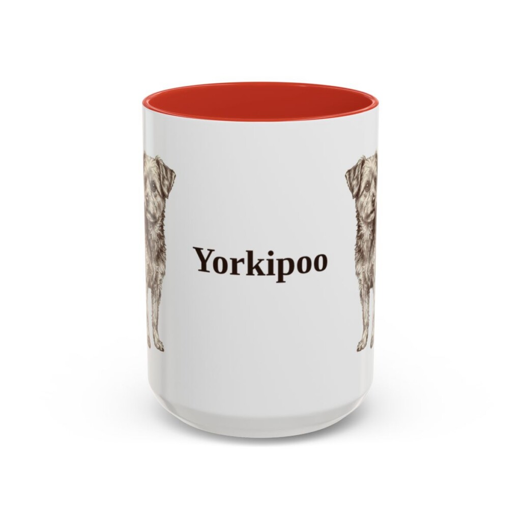 15oz Yorkipoo Mug, Red, front view