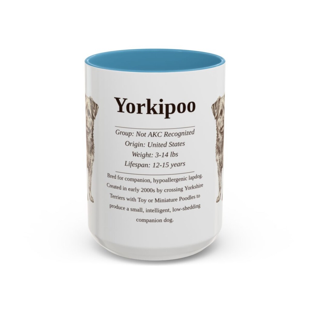 15oz Yorkipoo Mug, Light Blue, front view