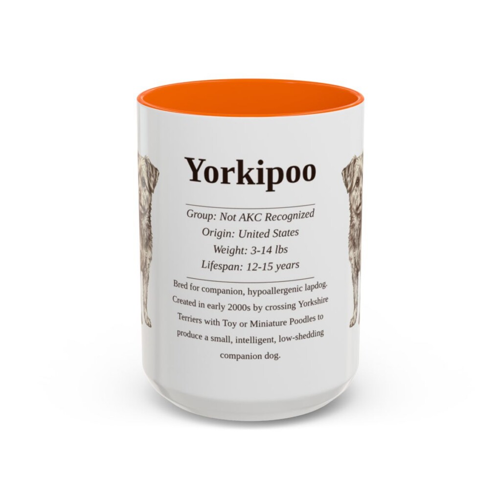 15oz Yorkipoo Mug, Orange, front view