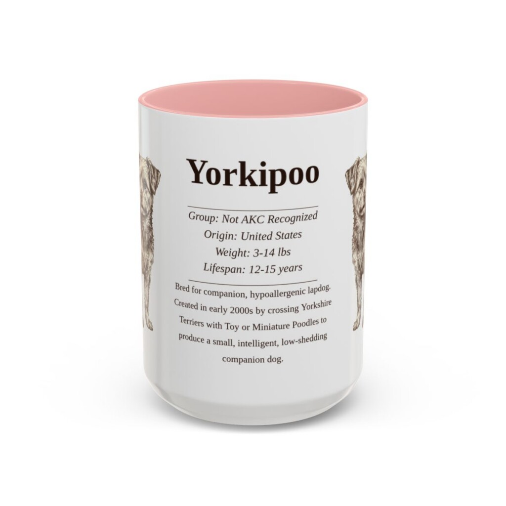 15oz Yorkipoo Mug, Pink, front view