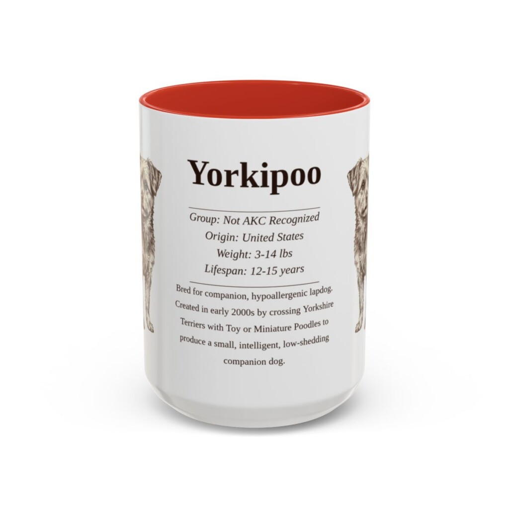 15oz Yorkipoo Mug, Red, front view