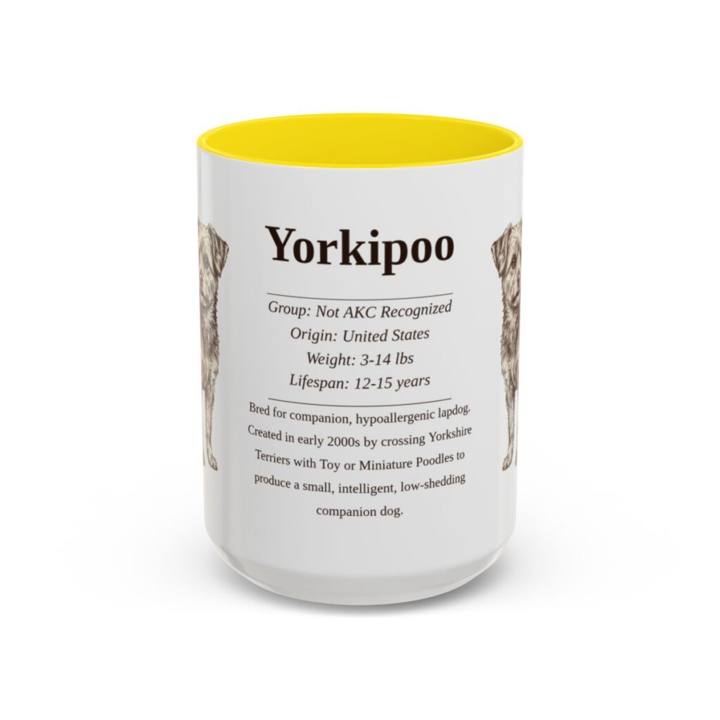15oz Yorkipoo Mug, Yellow, front view