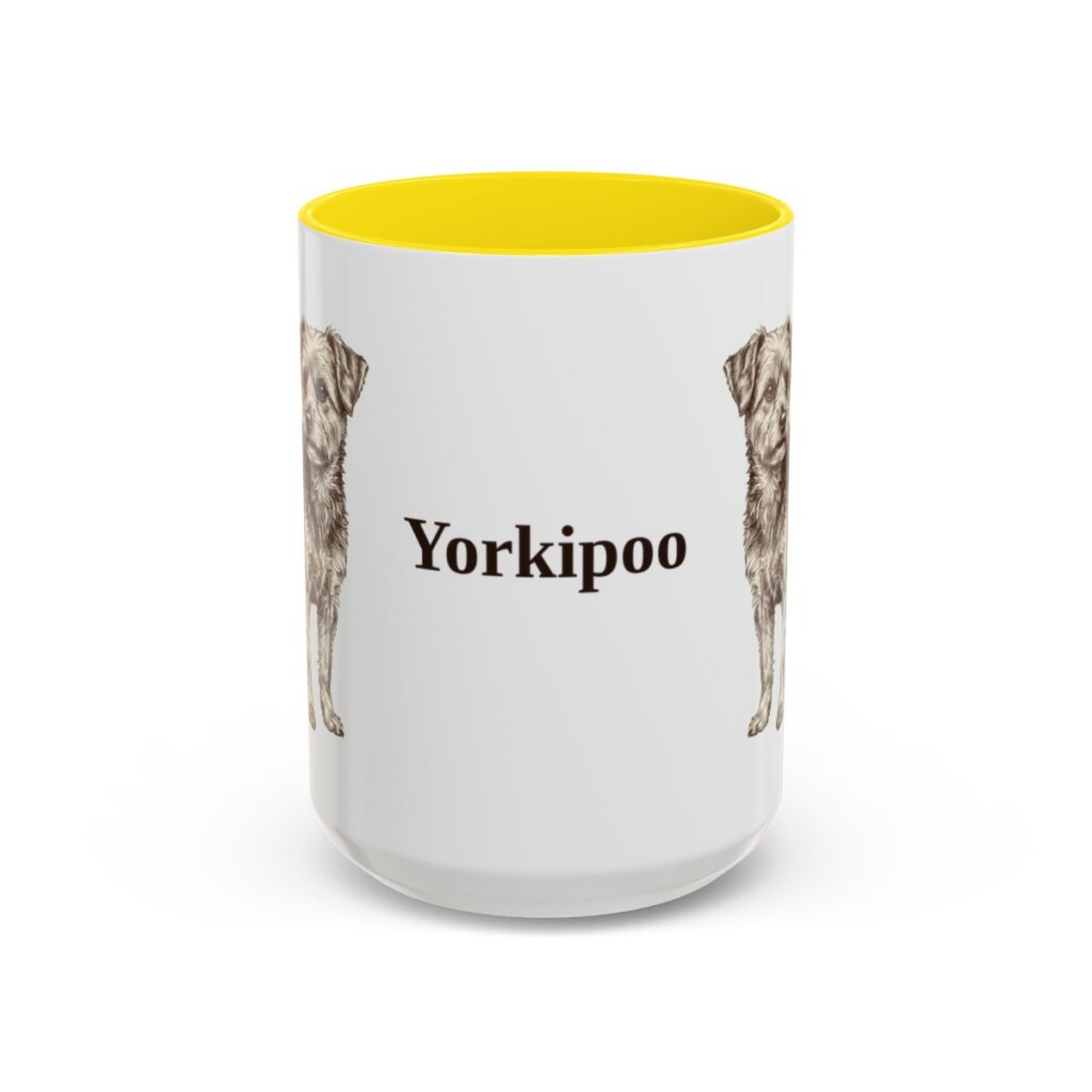15oz Yorkipoo Mug, Yellow, front view