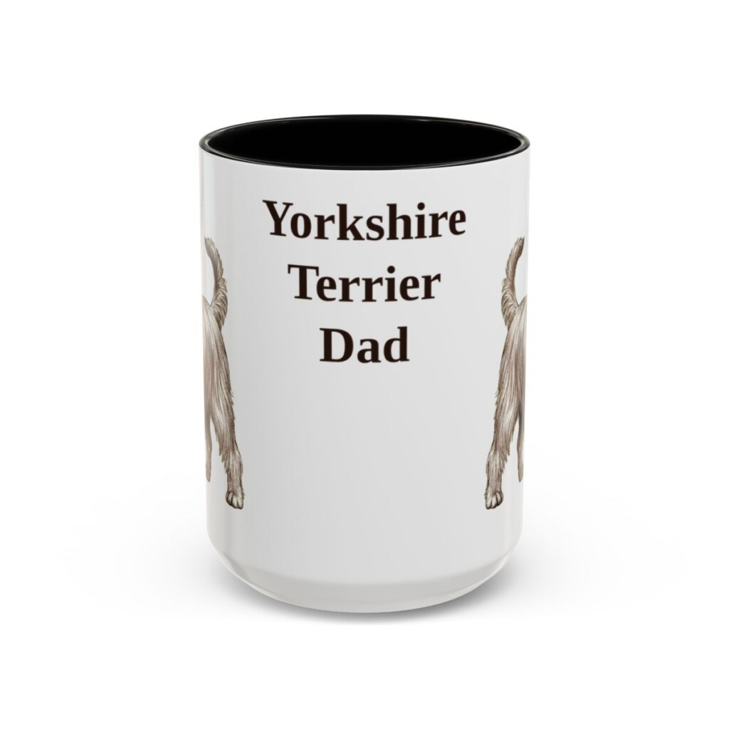 15oz Yorkshire Terrier Dog Dad Mug, Black, front view