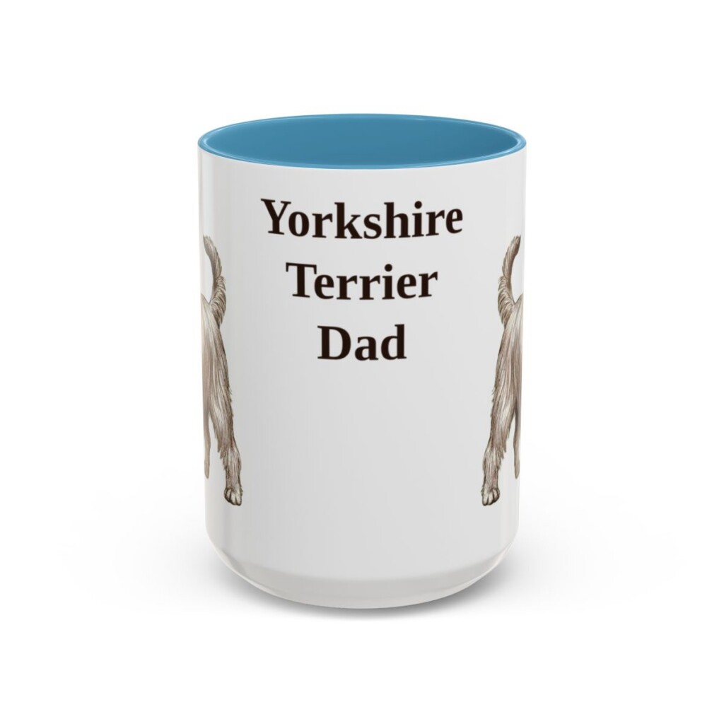 15oz Yorkshire Terrier Dog Dad Mug, Light Blue, front view