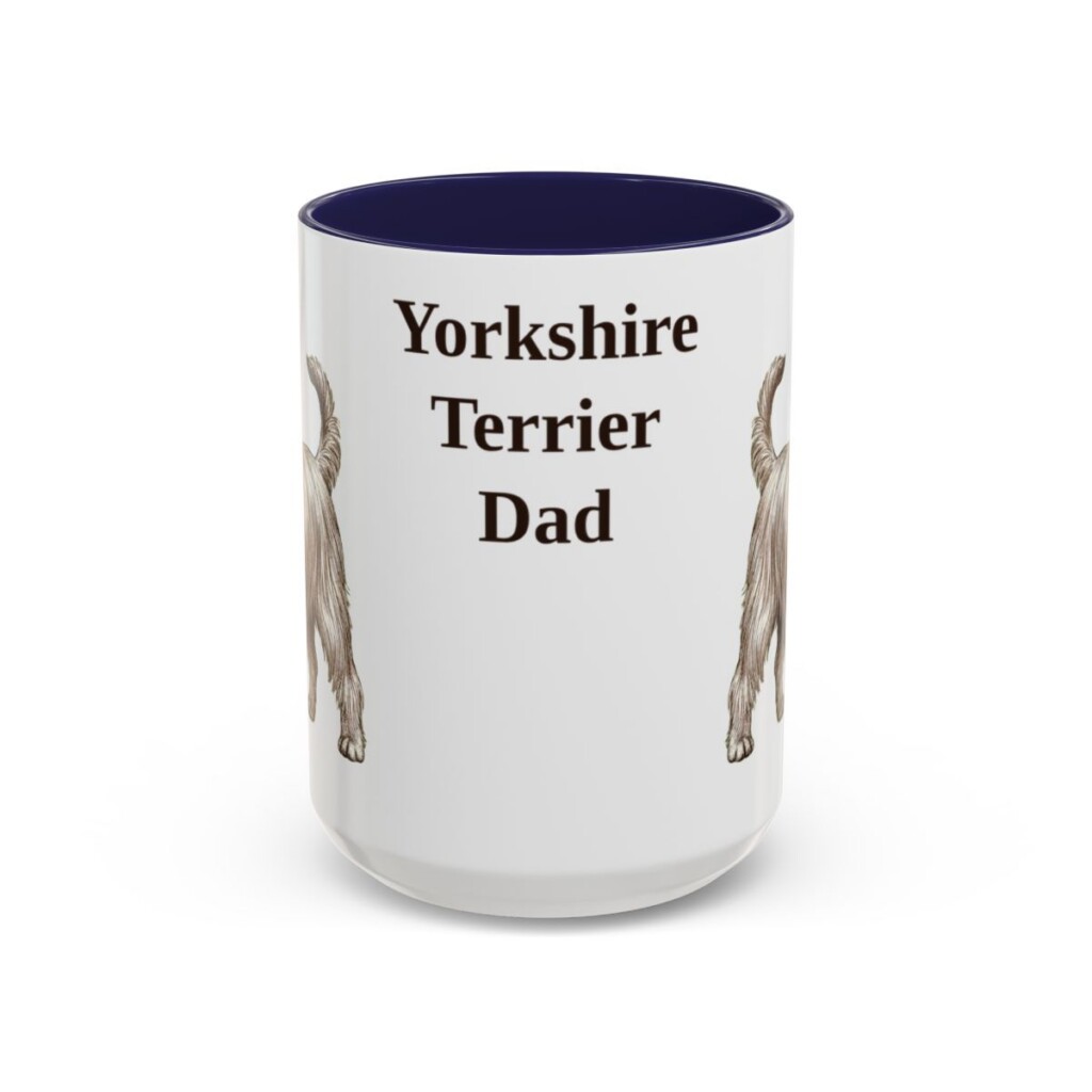 15oz Yorkshire Terrier Dog Dad Mug, Navy, front view