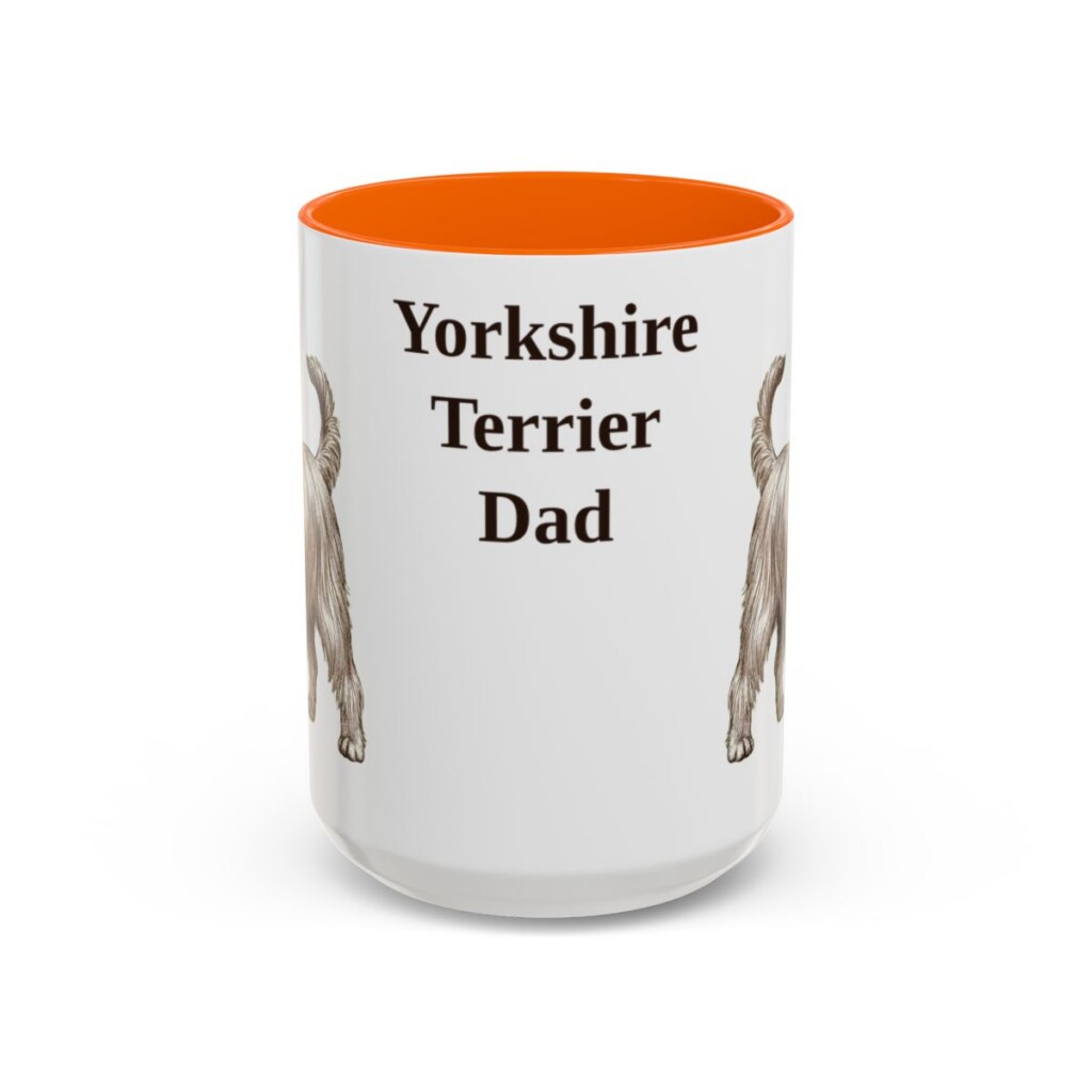15oz Yorkshire Terrier Dog Dad Mug, Orange, front view